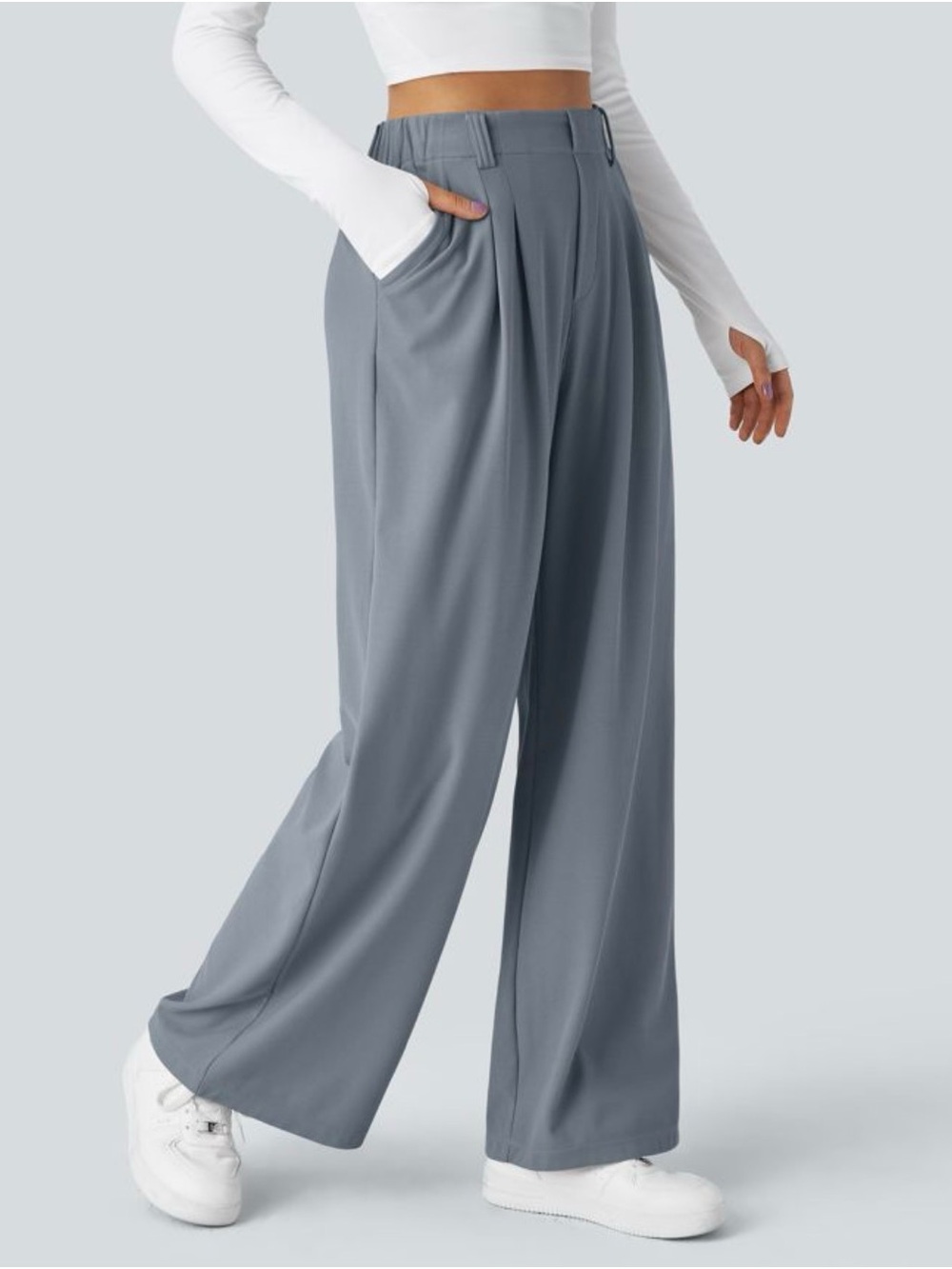 Halara Flex High Waisted Pocket Wide Leg Waffle Work Pants